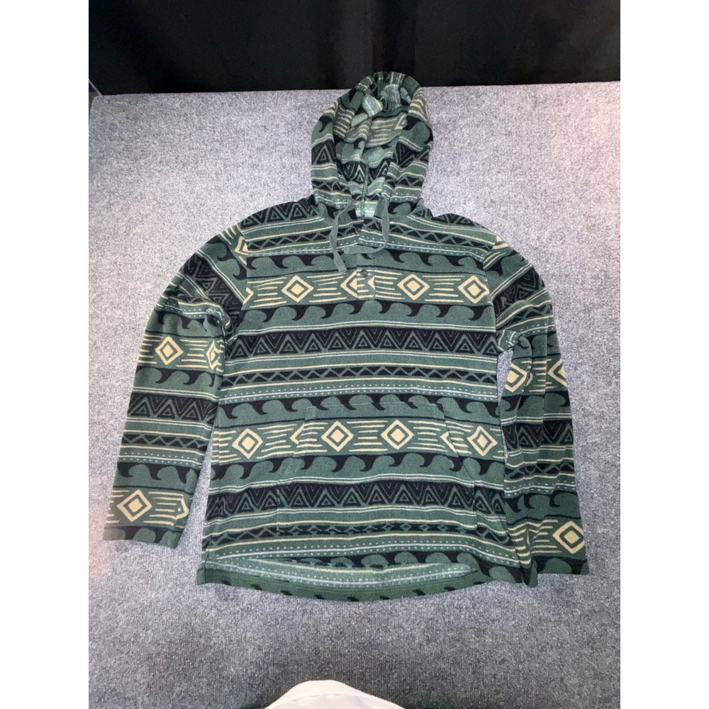 O'Neill Mens Green Tribal Geometric Fleece Hoodie Pullover L Standard Fit